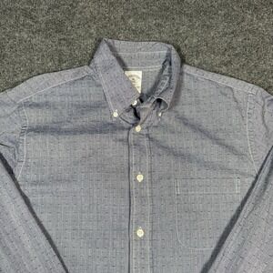 Brooks Brothers Men's Buttoned Shirt M Regent Fit Blue Geometric Textured